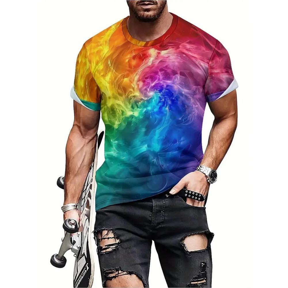 3d Printed Abstract Pattern Men T-Shirt Colorful Unisex Hip Hop T Shirt For Men Summer Casual Round Neck Short Sleeve