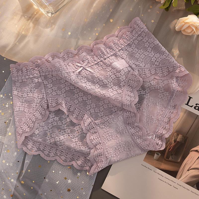 Dámské sexy krajkové kalhotky průhledné jednobarevné kalhotky dámské prodyšné spodní prádlo