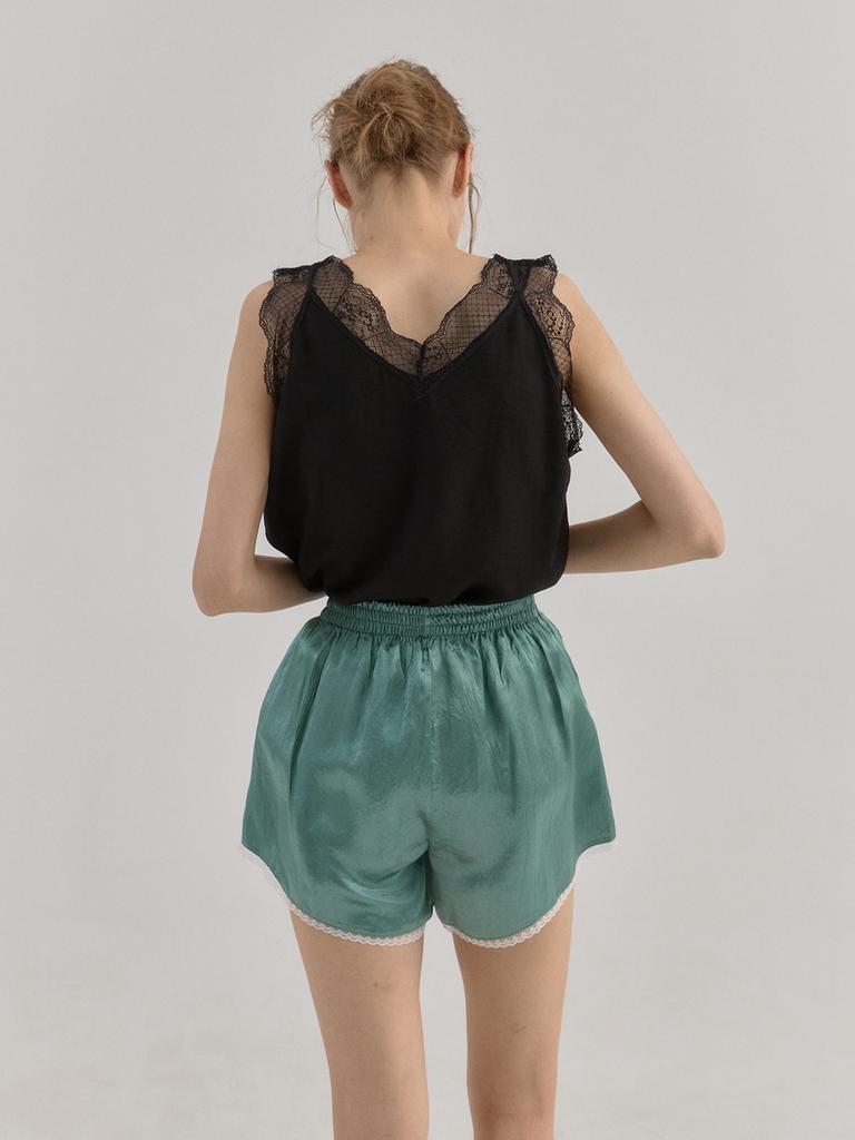SORRY, TOO MUCH LOVE Fluid Texture Lounge Shorts_Green