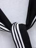 Black And White Striped Square Knitted Shawl, Double-Sided Jacquard Shoulder Guard False Collar, Paired With A Shirt And A Coat