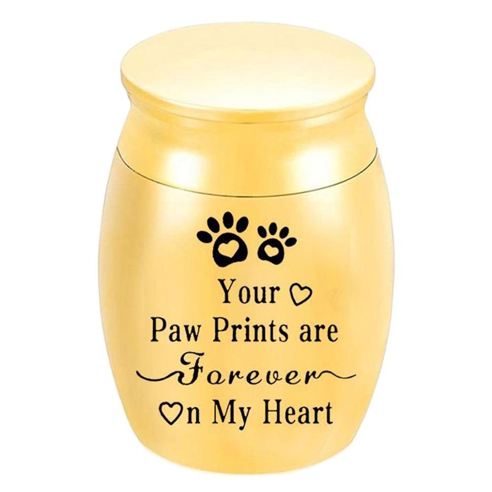 

Pet Paw Print Pet Teeth Hair Storage Box Mini Funeral Urn for Pets Pet Supplies золотой