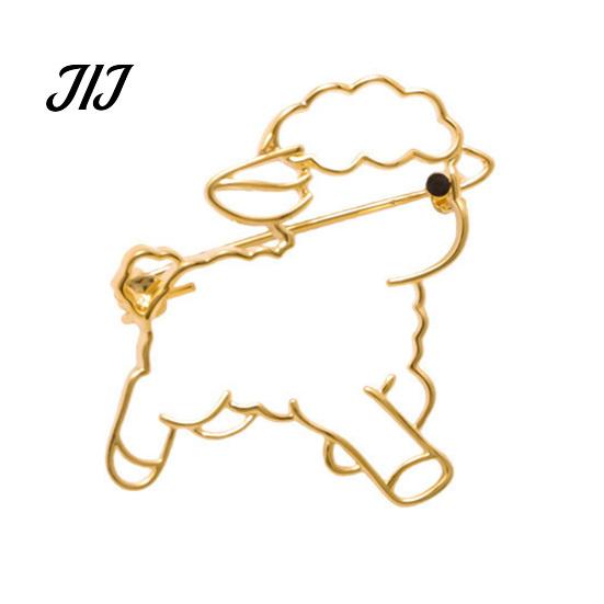 Decorative Clothing Accessory Hollow Sheep Brooch Lapel Pin, Golden Plated Alloy Animal Badge Pin for Daily Wear Party Cardigan