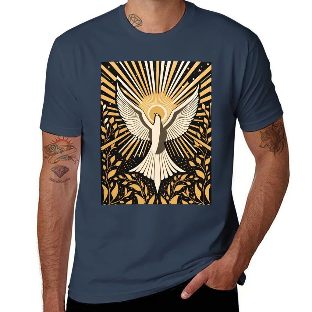 The Holy Spirit Linocut Art Tshirt Minimalist Casual Short Sleeve Top Tshirt