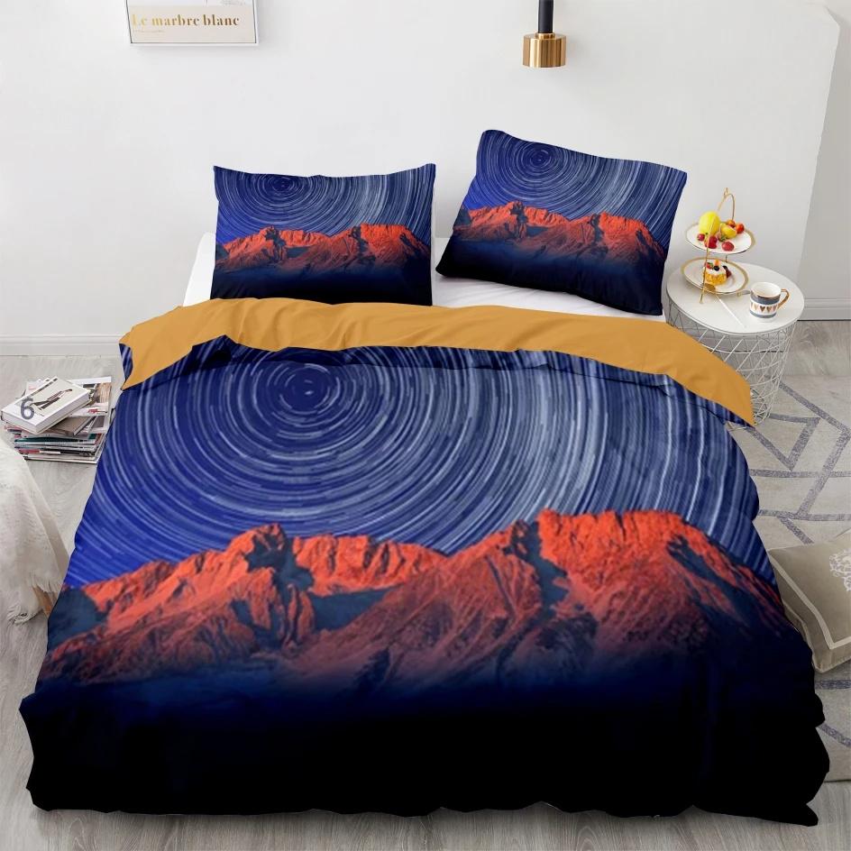 

Комплект постельного белья Space Galaxy Aurora Sunset Glow Single Twin Full Queen King Size Sky Stars Tree Bed Set Aldult Kid Duvetcover 3pcs EU single(135x200cm)