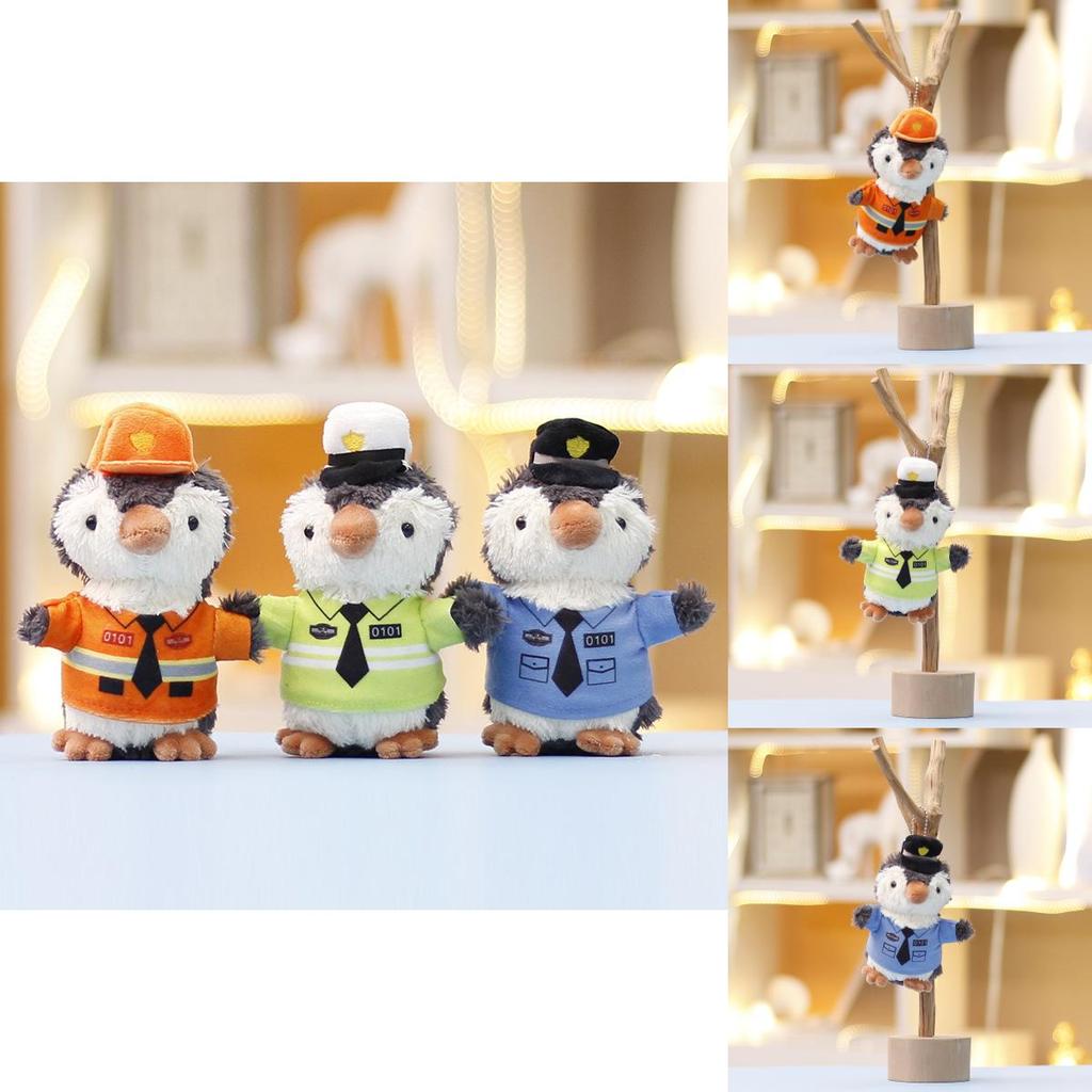 Cute Plush Toy Penguin Police Officer Doll Adorable Firefighter Penguin 14cm