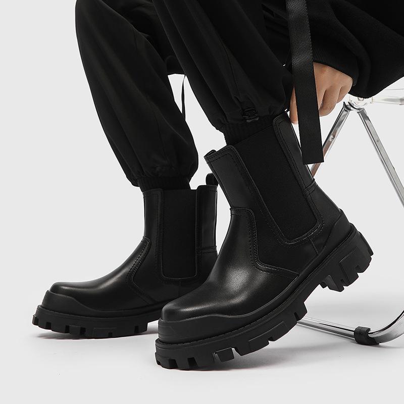 

Мужские ботинки на высокой платформе с высоким голенищем в британском стиле, черные высококачественные ботинки челси, модные ретро мужские ботинки-инструменты с высоким голенищем, Botas Para Hombre 38 чёрный