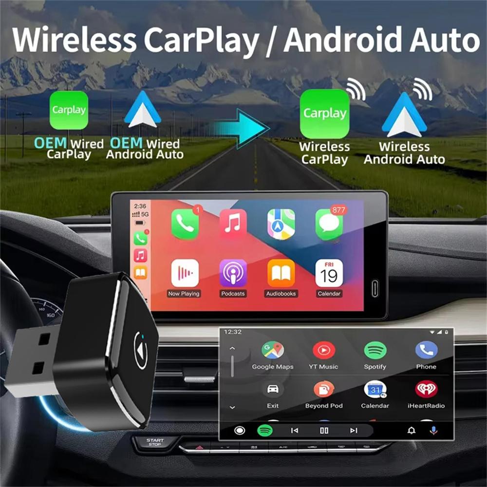 M26 2 in 1 For CarPlay/Android Auto Wired to Wireless Car Adapter 5.8G/2.4G Dual Band WiFi Bluetooth-compatible USB Dongle