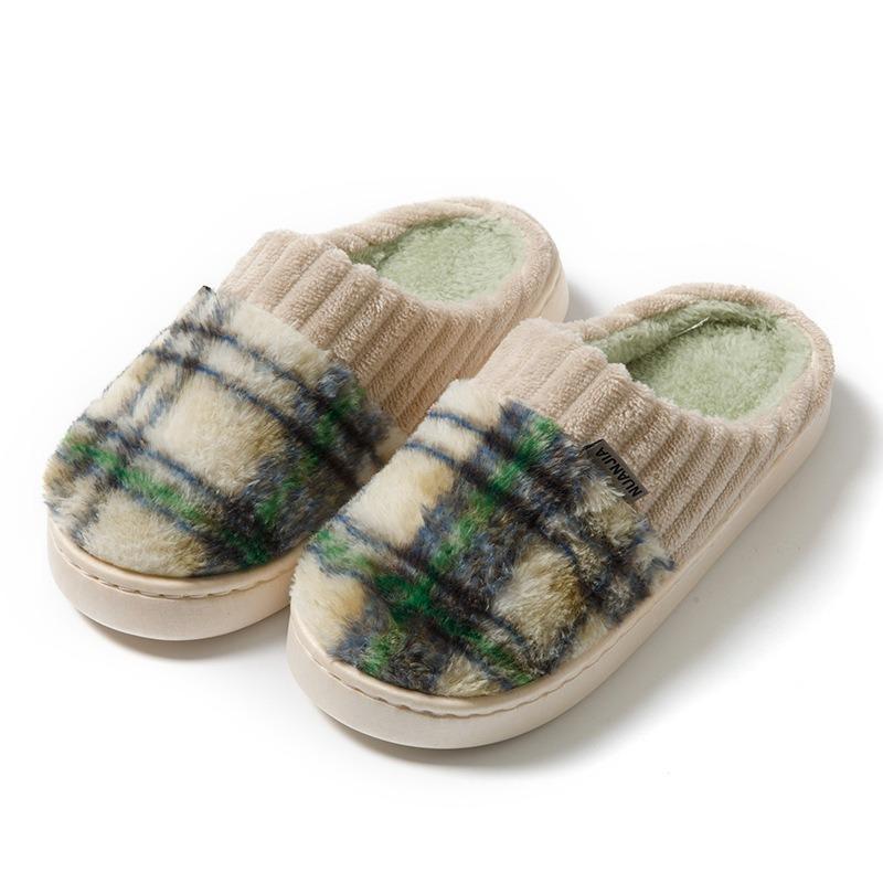 Autumn and winter couple thick-soled non-slip cotton slippers women and men's new indoor home heating plush home shoes