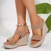 Fashion 2025 Summer Chunky Wedges Sandals Women Slip On 10 Cm High Heels Sandalias Mujer Plus Size 36-43 Thick Platform Sandles Woman
