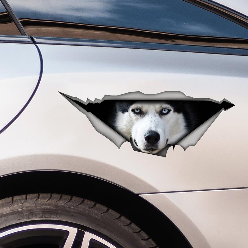 Adesivo per Auto Testa di Husky Cane Animale Domestico Decalcomania Autoadesiva Impermeabile Decorazioni Auto su Paraurti Lunotto Posteriore Laptop JM52