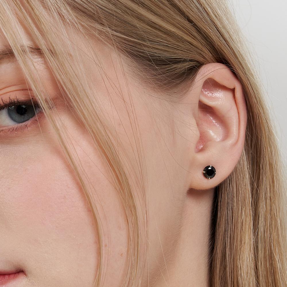 Monograph Simone Black Earrings Silver 925 Mgers314 Silver Plated
