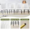 Juego de 2 sillas de comedor modernas blancas con tapicería de respaldo de cuero PU y patas de metal negro, adecuadas para comedor, cocina y dormitorio.