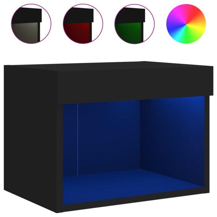 VidaXL Table de Chevet Murale avec Lumières LED, Armoire de Lit Suspendue, Table de Nuit, Armoire de Nuit Chambre à Coucher, 837115