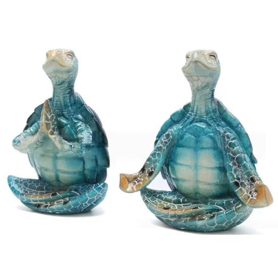 Yoga Turtle Statue Resin Sit in Meditation Turtle Figurine Meditating Zen Turtle Ornament for Yoga Studio Home Bedroom Decoration