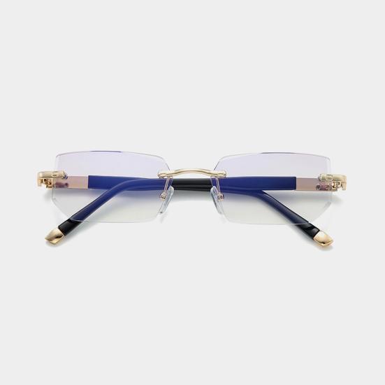 Blue Light Blocking Glasses Rimless Frame Clear Lens Reading Glasses Intelligent Zoom Anti-Glare Eyeglasses for Women Men