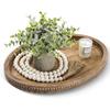 Oval Tray for Coffee Table - 16×11.8in Decorative Trays for Home Decor/w 58in Wood Bead Garland, Coffee Table Trays for Living Room and Kitchen