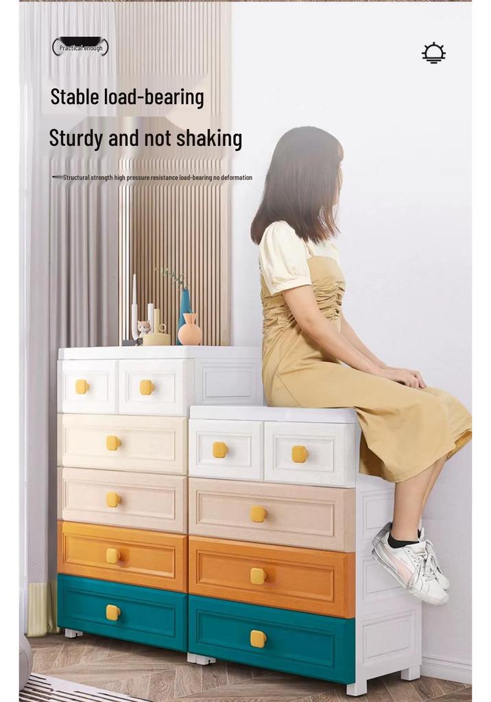 Multilayer Plastic Storage Cabinet: Drawer-Style for Bedroom and Nursery