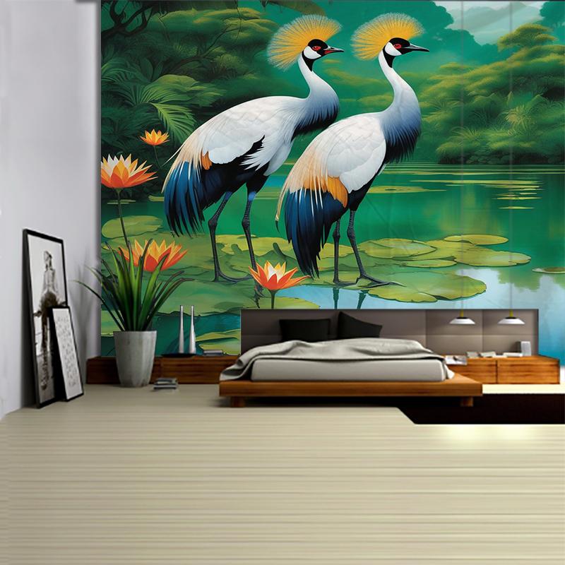 Nature Landscape Wall Tapestry Waterfall And Deer Art Sunny Forest Design Boho Decor For Living Room And Bedroom