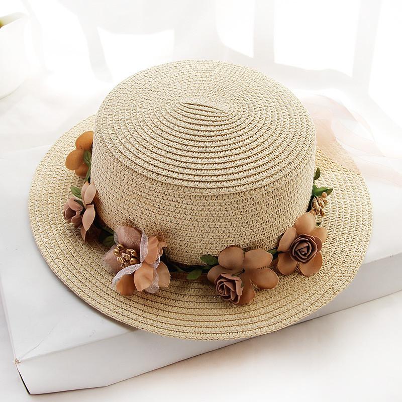 Summer Flower Hat With Wide Brim And Sunshade For Outdoor Beach Vacation