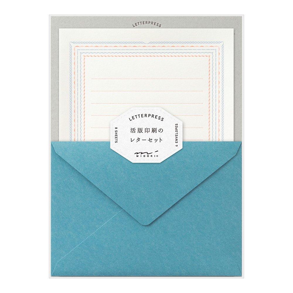 Midori Letter Letterpress Frame 86463006 Set, Style, Pattern, Blue,