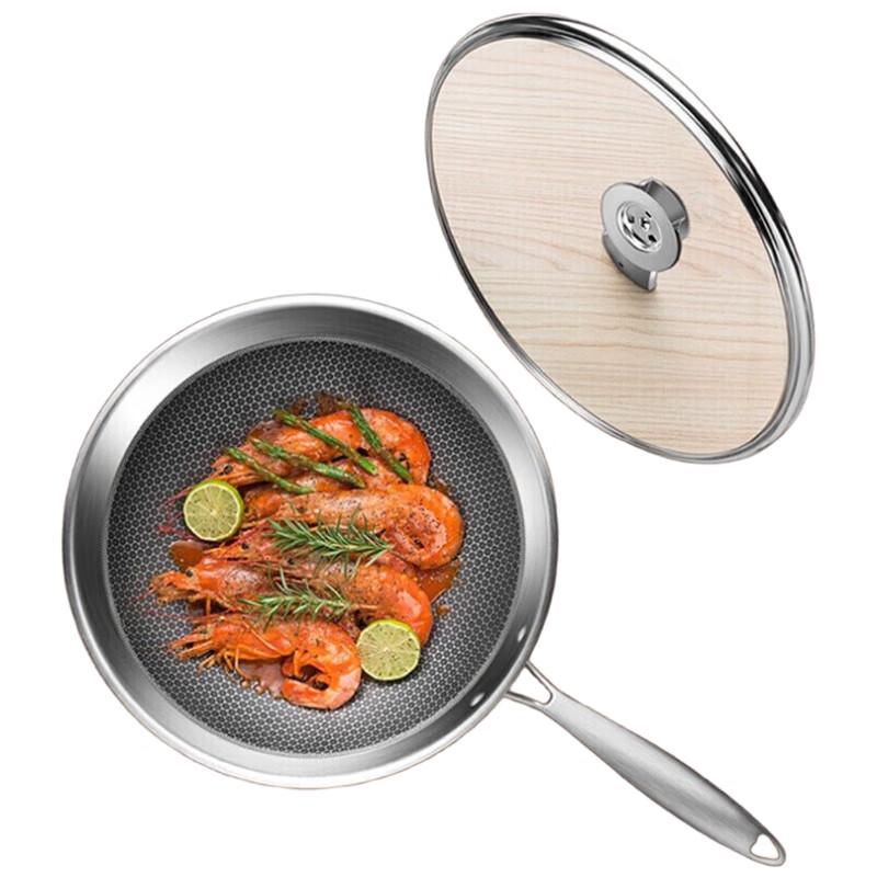 KOBACH 32cm Non-stick 304 Stainless Steel Honeycomb Wok