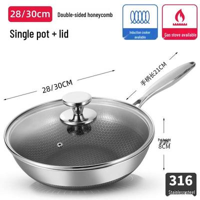 ZISIZ 316 Stainless Steel Honeycomb Non-Stick Wok