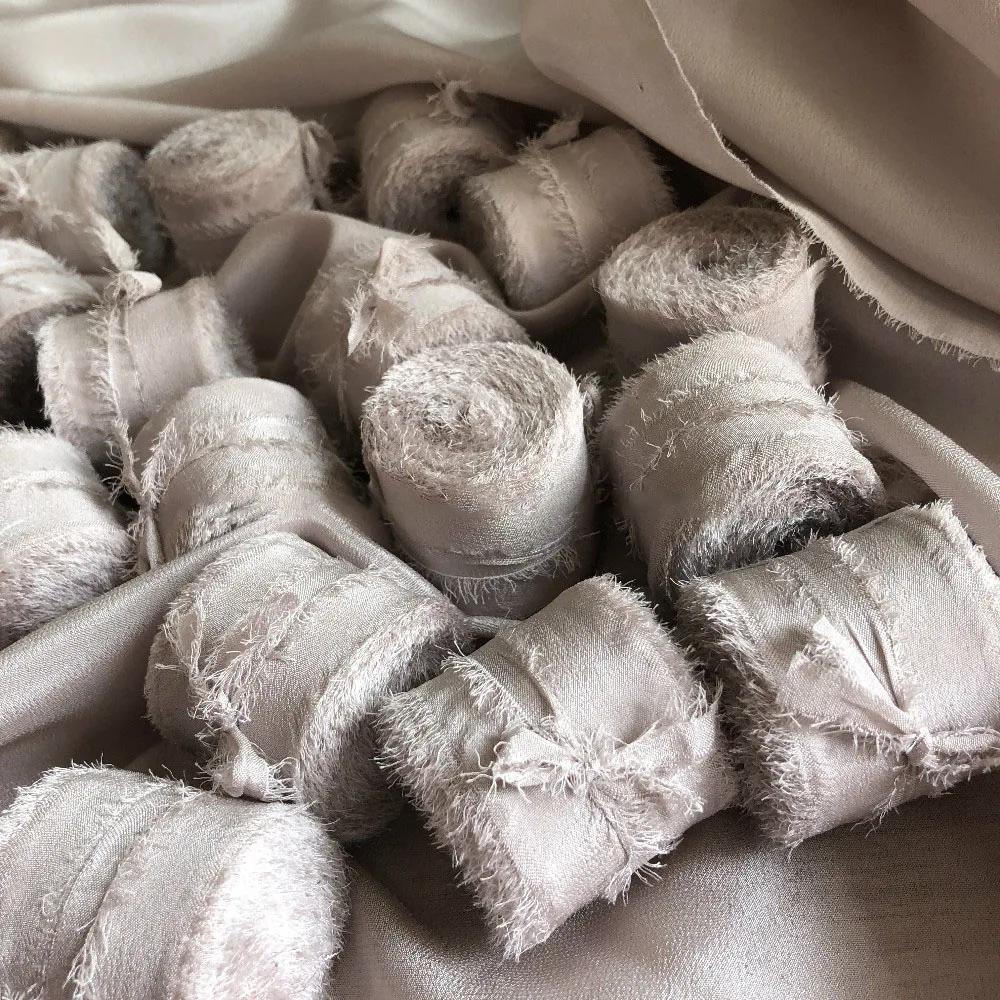 Prawdziwa Czysta Jedwabna Wstążka Haft Satynowa Bawełna Surowe Brzegi do Rękodzieła Wesele Przyjęcie Bukiet Ślubny Zaproszenia Rustykalny Styl