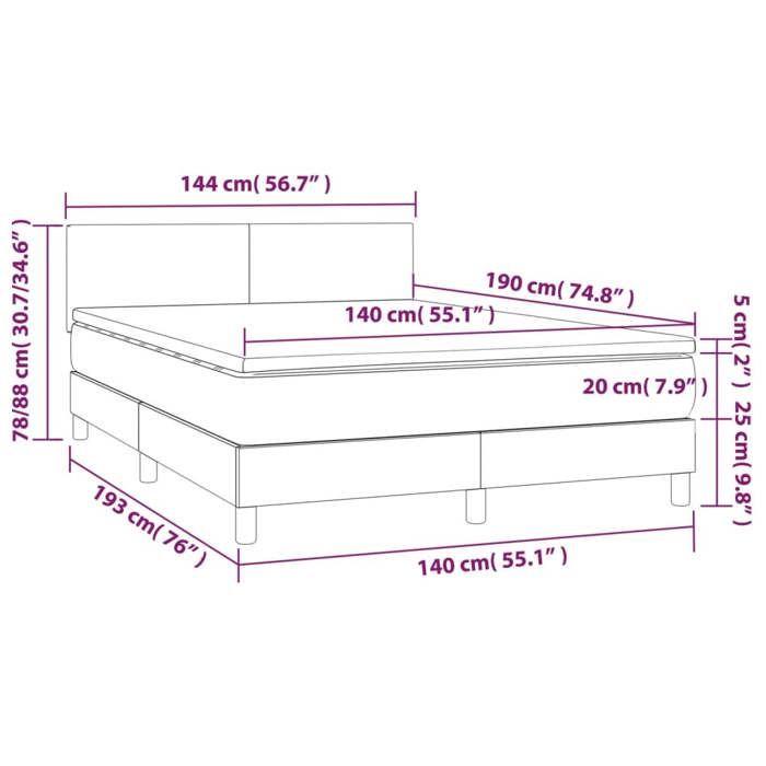 VidaXL Divan Bed with Mattress White 140x190cm Faux Leather - Model 3141000