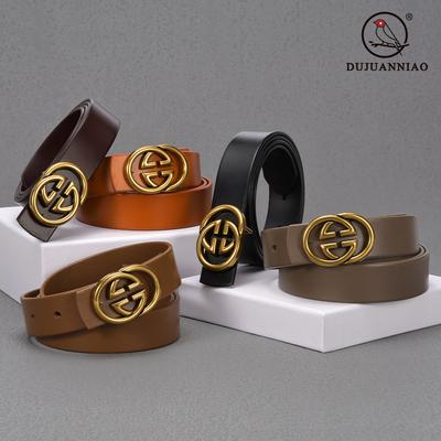 Four Seasons Available New Women'S Belt Versatile Korean Version Simple Head Layer Cowhide Cowboy Belt Young Fashion Retro Pants Belt