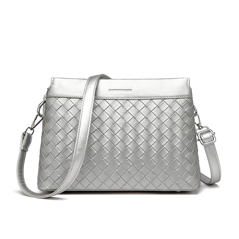 Niche versatile woven pattern messenger bag women's new solid color shoulder bag texture commuter simple small square bag