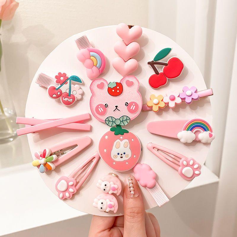 14 / 42Pcs Cartoon Baby Hair Clip Set Flower Fruit Baby Girl Barrettes Bangs Hairpins Kids Hair Accessories