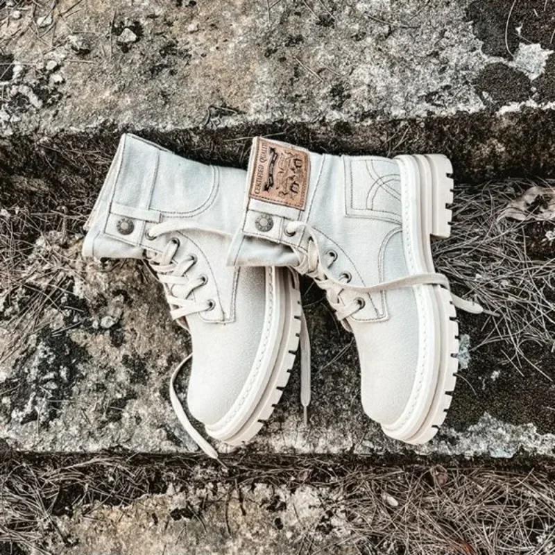 Round Toe With Laces Cowboy Women's Ankle Boots Denim Cowgirl Booties Lace-up Comfortable and Elegant Sale Pu Female Short Shoes