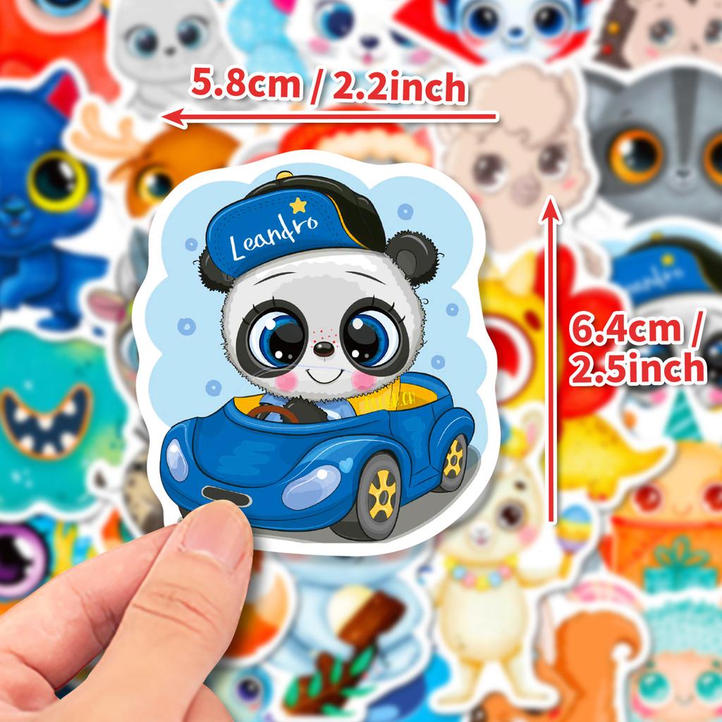 50 Big Eyed Animal Graffiti Stickers Best Selling Waterproof Creative Stationery Stickers Pencil Case