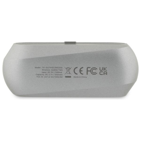 Guess Słuchawki Bluetooth Gutwsc2Mcdse   Tws + Stacja Dokująca Taupe Elongated Metalic Printed Logo