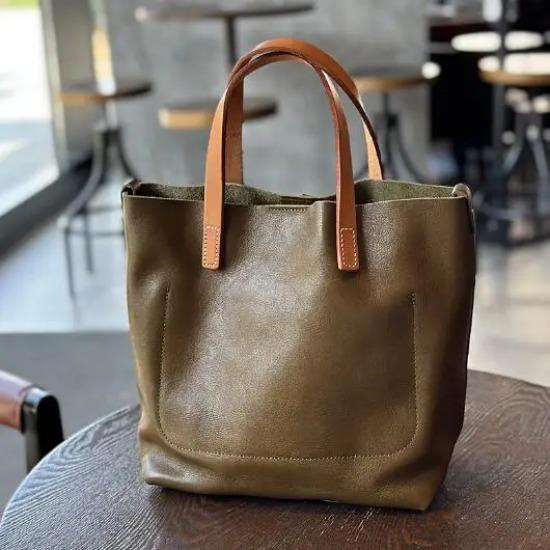 Vintage Avocadogrüne Ledertasche für Damen Leder Umhängetasche Traveller Temperament Tasche