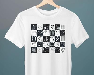 30 Koszulka Unisex z Obrazem Wasilija Kandinskiego Koszulka Artystyczna Sztuka Abstrakcyjna Geometryczny Wzór Prezent dla Miłośnika Sztuki Estetyka Artystyczna Codzienne Bluzki
