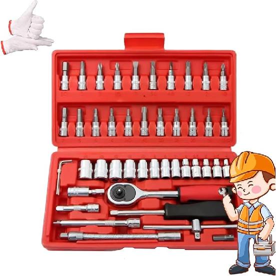 Набор аккумуляторных электрических тонких трещоток, компактные 3/8-дюймовые силовые трещотки, набор из 46 трещоток с 46 регулировочными инструментами A