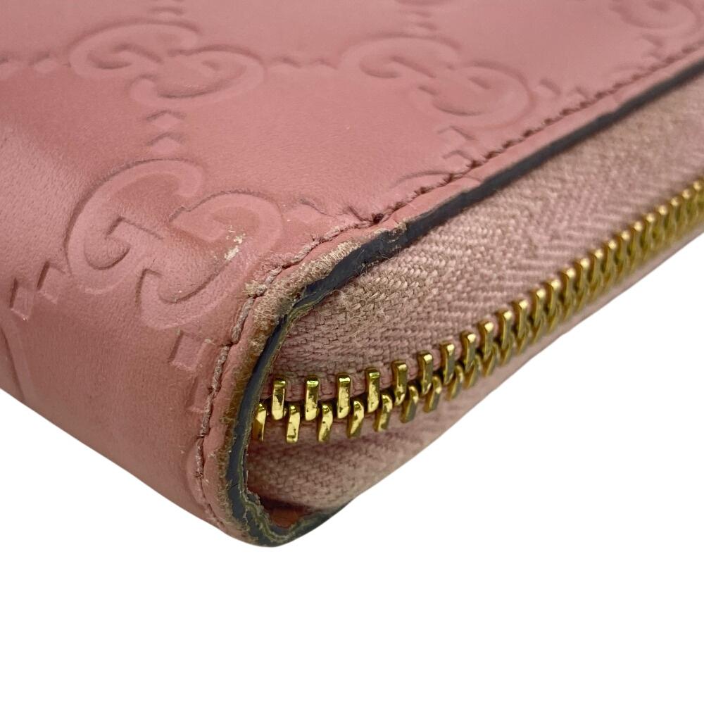 GUCCI 410102 Zip Around Guccisima leather Purse pink leather Women Used