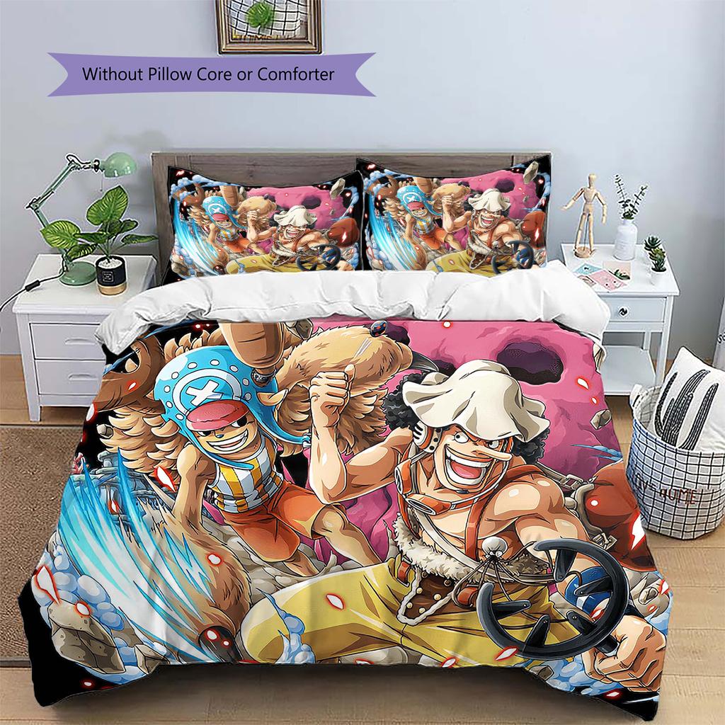 Set cu cuvertură și fețe de pernă cu model de desene animate Decorare casă Cadou de ziua de naștere (1 * husă de pilotă + 2 * fețe de pernă, fără miez)