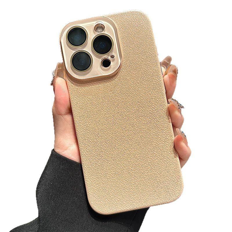 Applicable To Apple 17promax Lychee Leather Mobile Phone Case Comes with Lens Film IPhone 16 Anti Fall Pc Protection Case