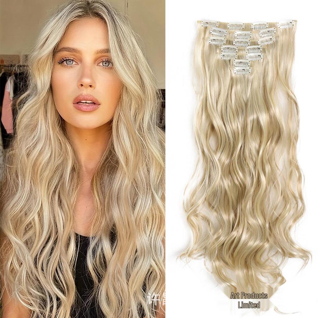 7-Piece European & American Long Curly Hair Extensions with 16 Clips