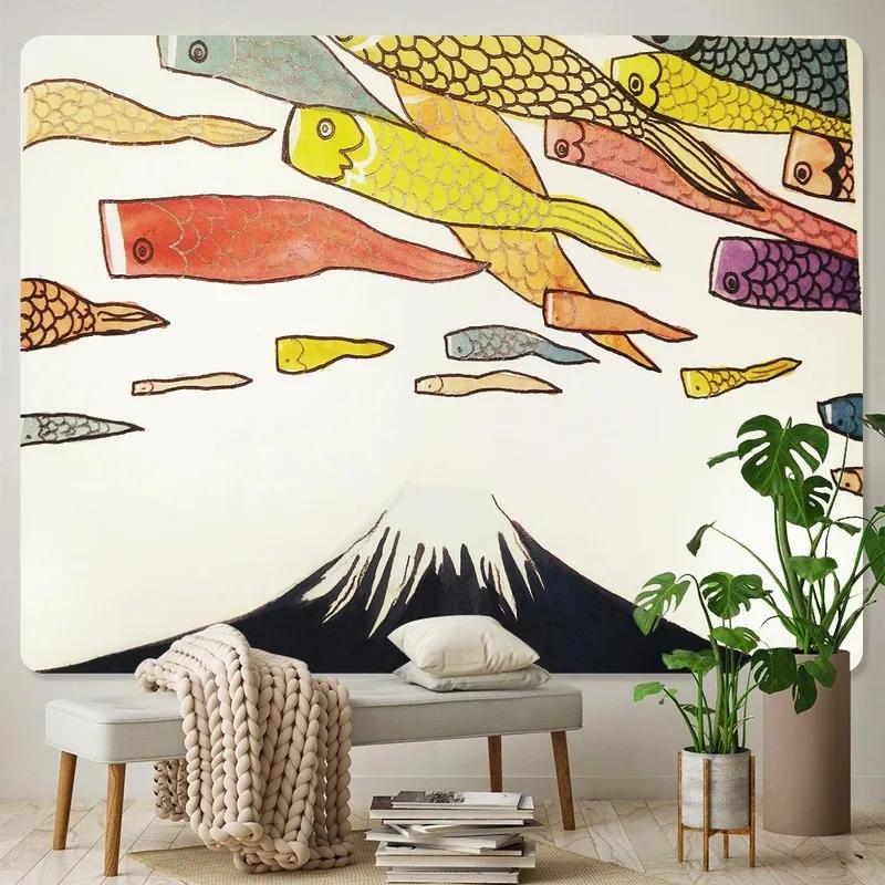 Japanese Style Ocean Wave Tapestry Office Living Room Decoration Home Wall Tapestry