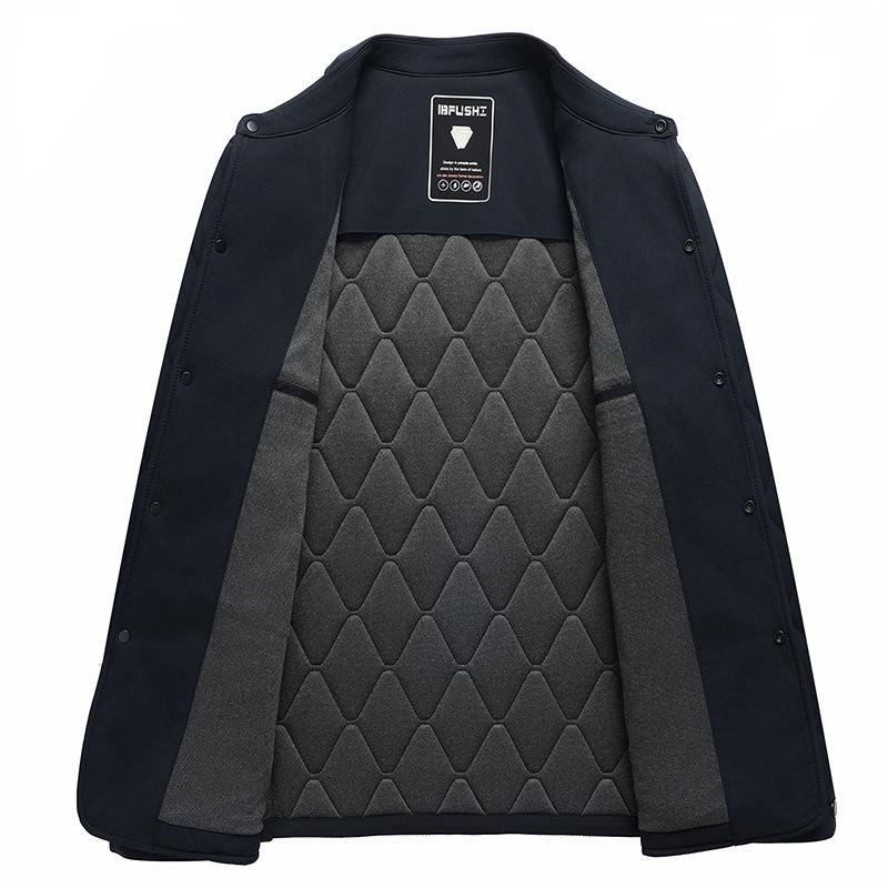 Cotton-padded Coat for Men, Medium-length Lapel Warm Casual Cotton-padded Coat for Middle-aged and Elderly Men, Dad's Autumn and Winter Clothing