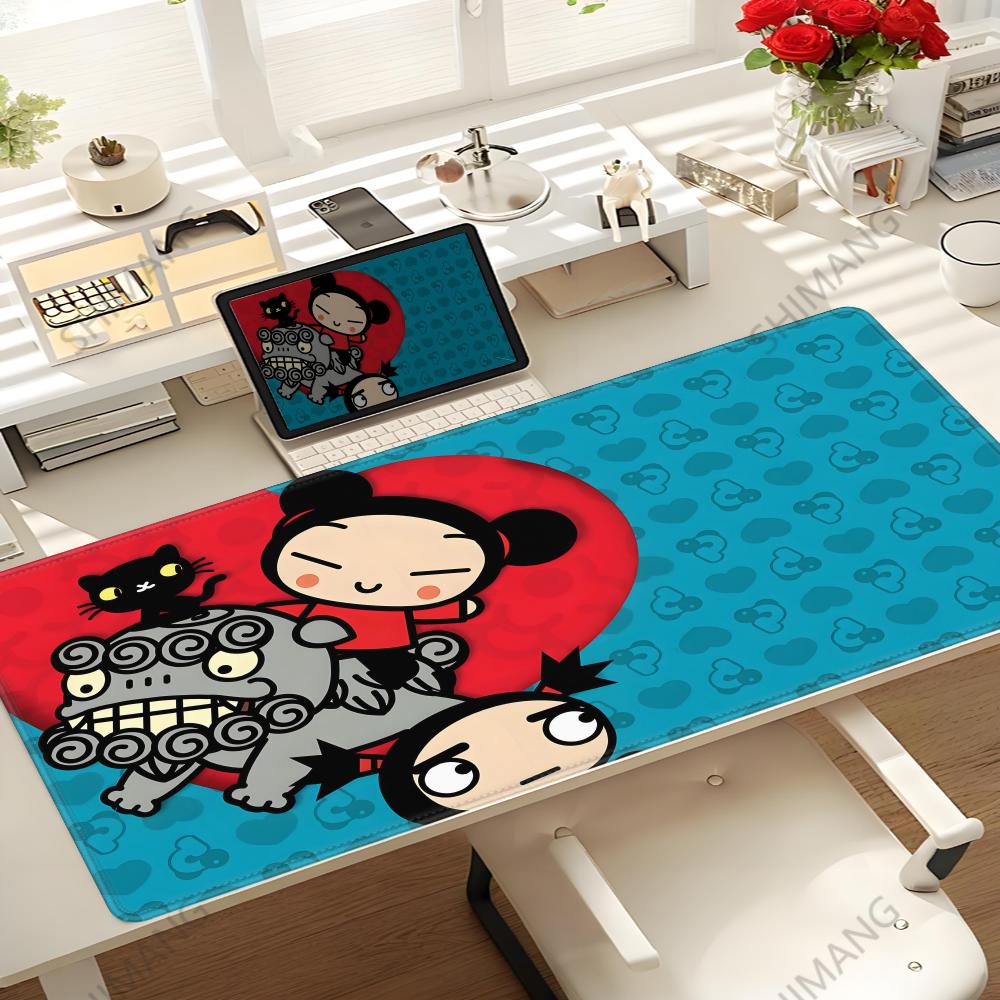Cute Garu Pucca Mouse Pad Nonslip Locking Edge Deskmat Pc Laptop Accessories Rubber Office Keyboard Large Game Xxl Carpet