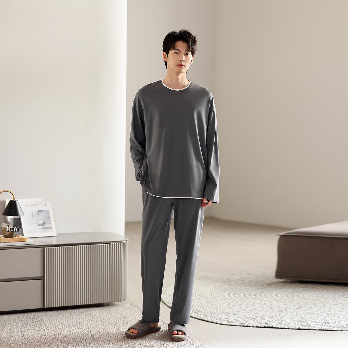 

Men s Modal Long Sleeve Pajamas - Casual Spring/Autumn Wear, Teen & Plus Size Double Extra Large