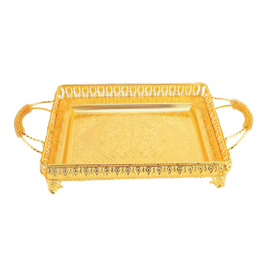Metal Serving Tray for Food Snack Fruit European Style Rectangle Party Decorative Platter Gold