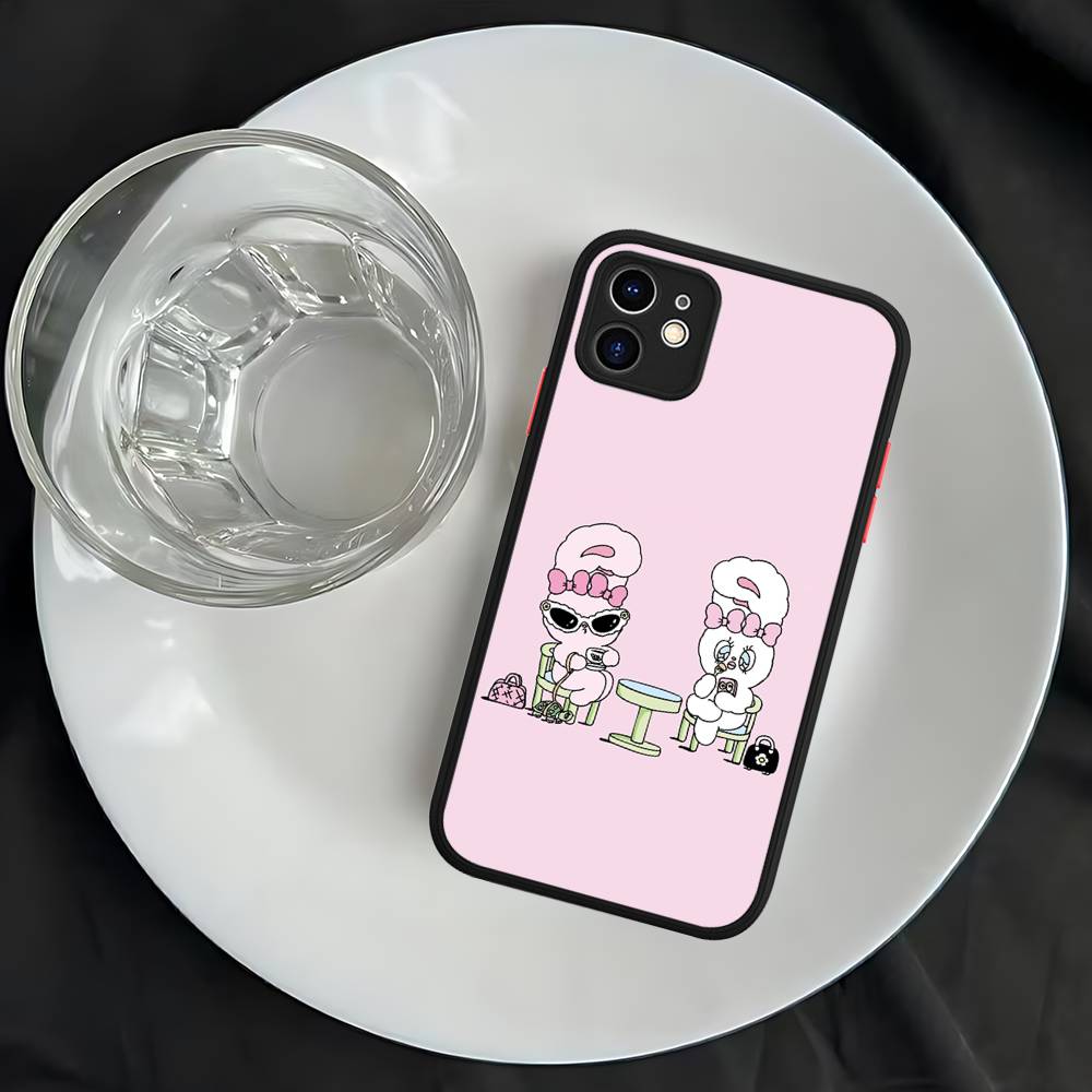 

Esther Cute B-B-Bunny For iPhone 15 16 Pro Max 11 12 13 14 XS XR X Plus 16E Matte Translucent Phone Cover iphone 16 pro