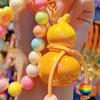 Keychain Macaron Color Beads Portable Anti-Lost Mobile Phone Chain Gourd Design Key Chain Bag Hanger Backpack Accessory
