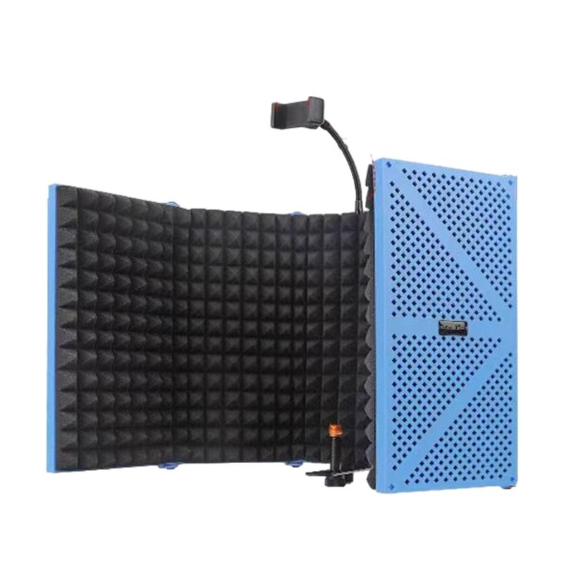 Soundproofing Microphone Shield Windshield with 5-Door Foldable for Enhances Auditory Sound Absorbing