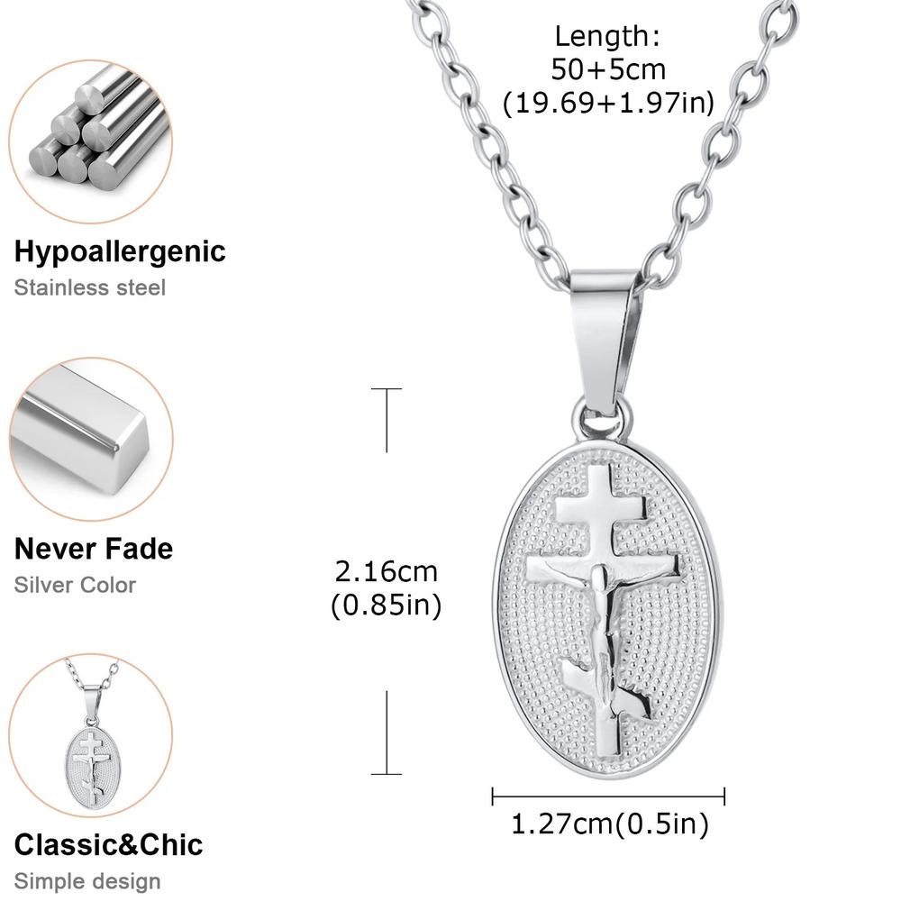 Vnox Eastern Orthodox Cross Necklace for Men Women, Gold Silver Color Stainless Steel Pendant Necklaces, Religious Jewelry Gifts